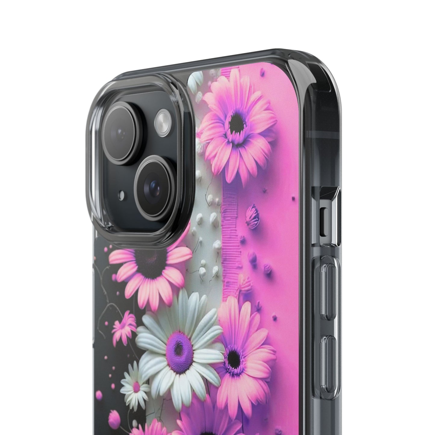 Floral Clear Phone Case – Pink Flower Design