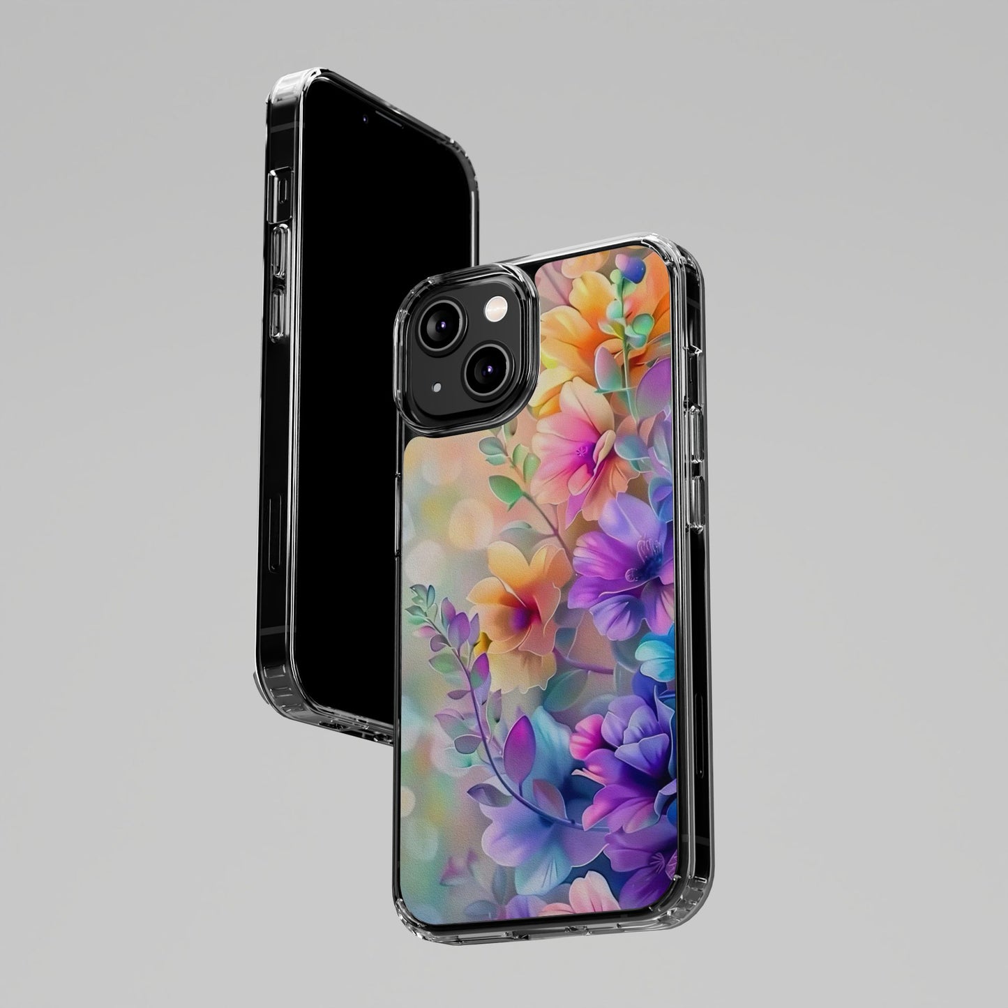 Floral Clear Phone Case -  Colorful Spring Design