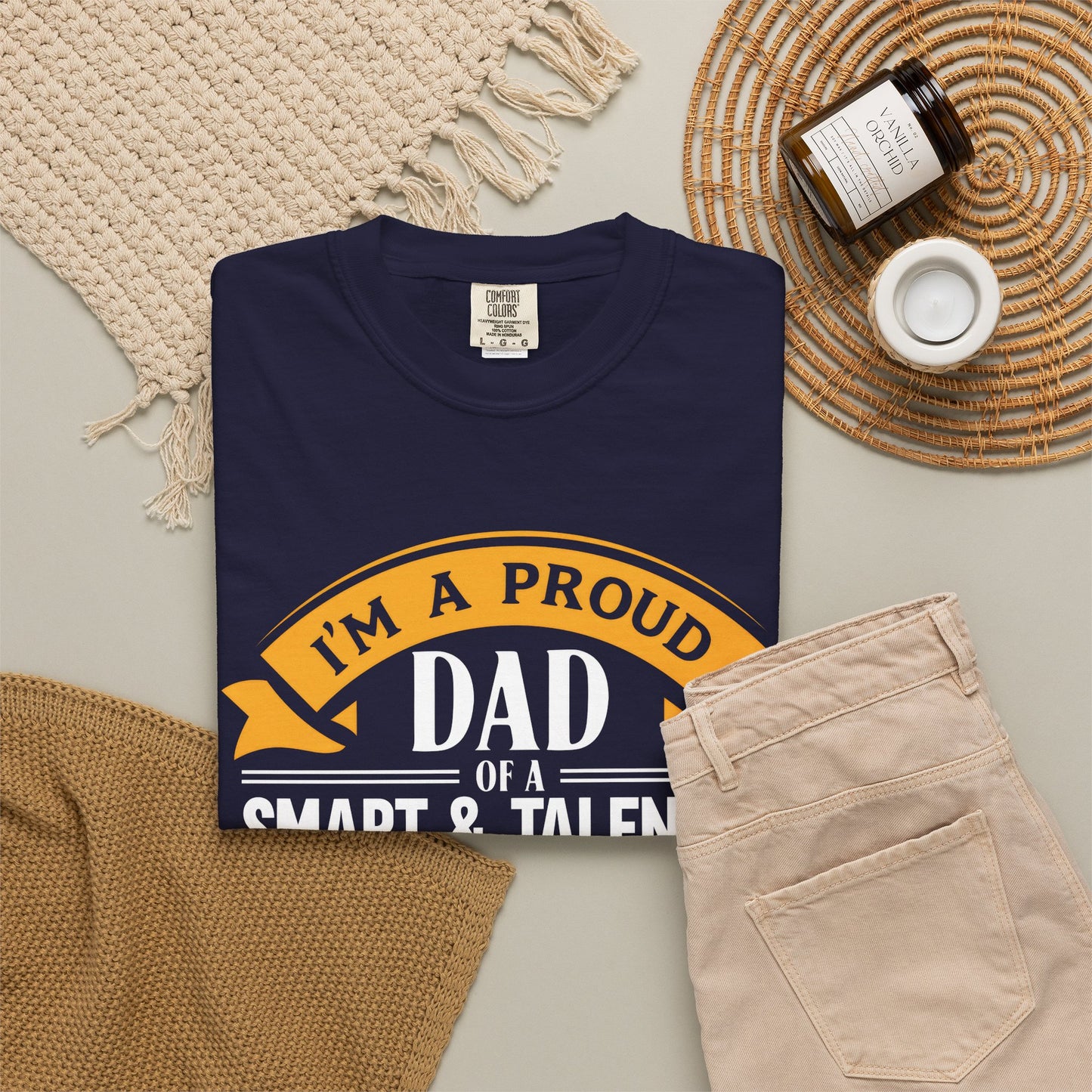 Proud Dad of a daughter T-Shirt - Garment-Dyed Tee for Father's Day