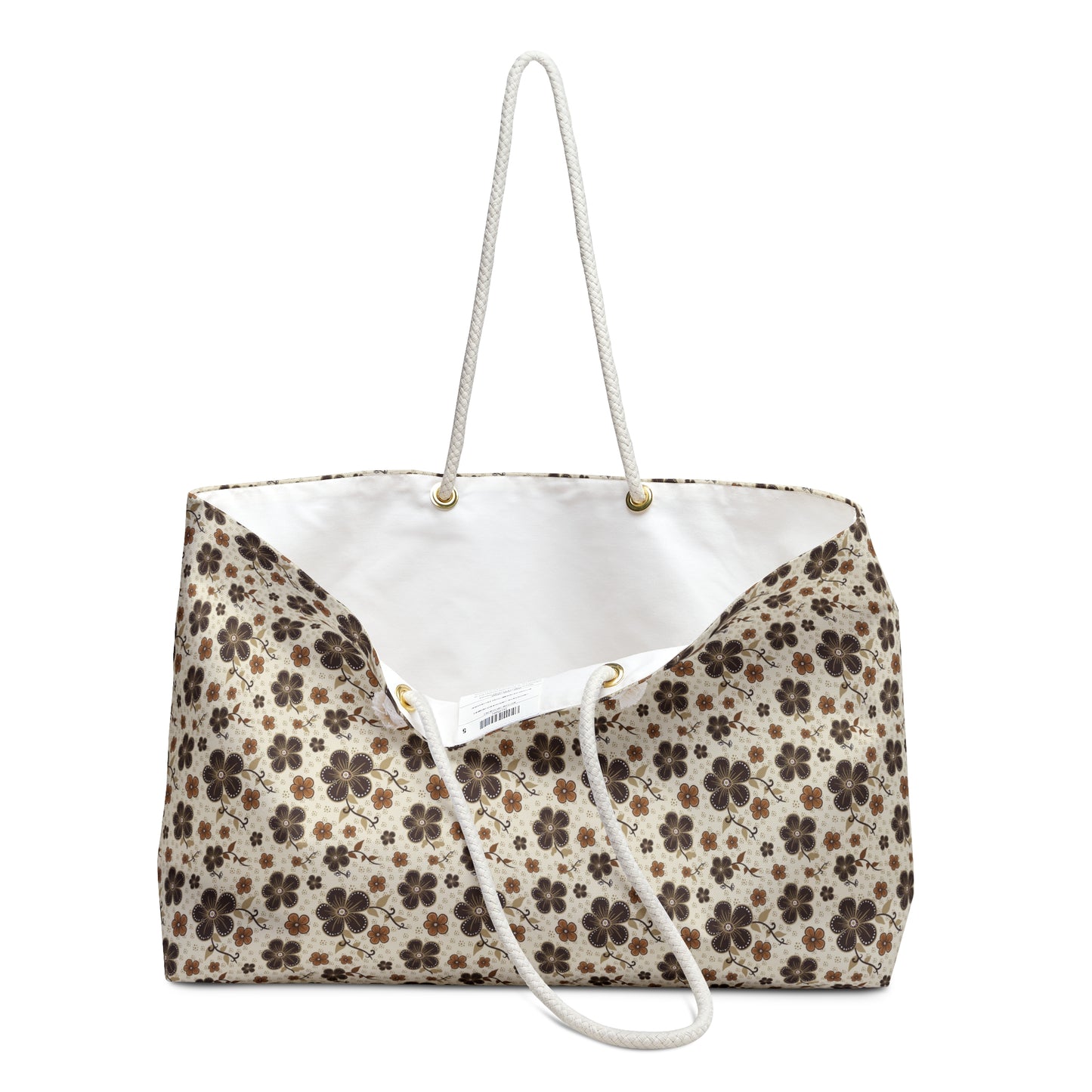 Timeless Elegance: Minimal Floral Weekender Bag / Beige