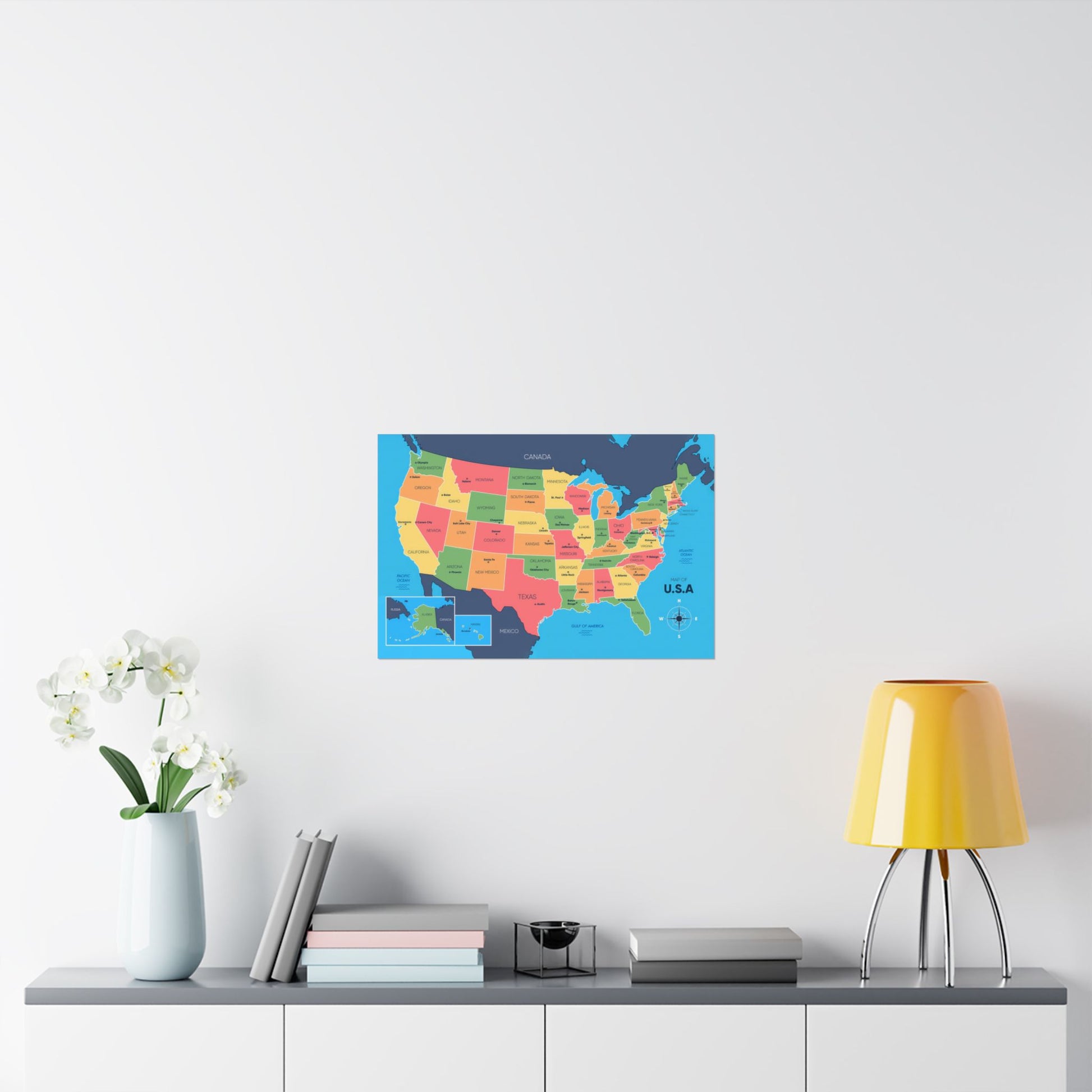USA Map States and Capitals Posters