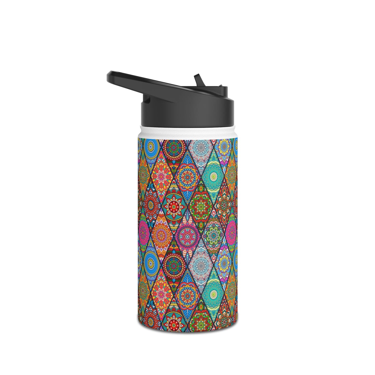 Mandala Argyle Stainless Steel Water Bottle, Standard Lid