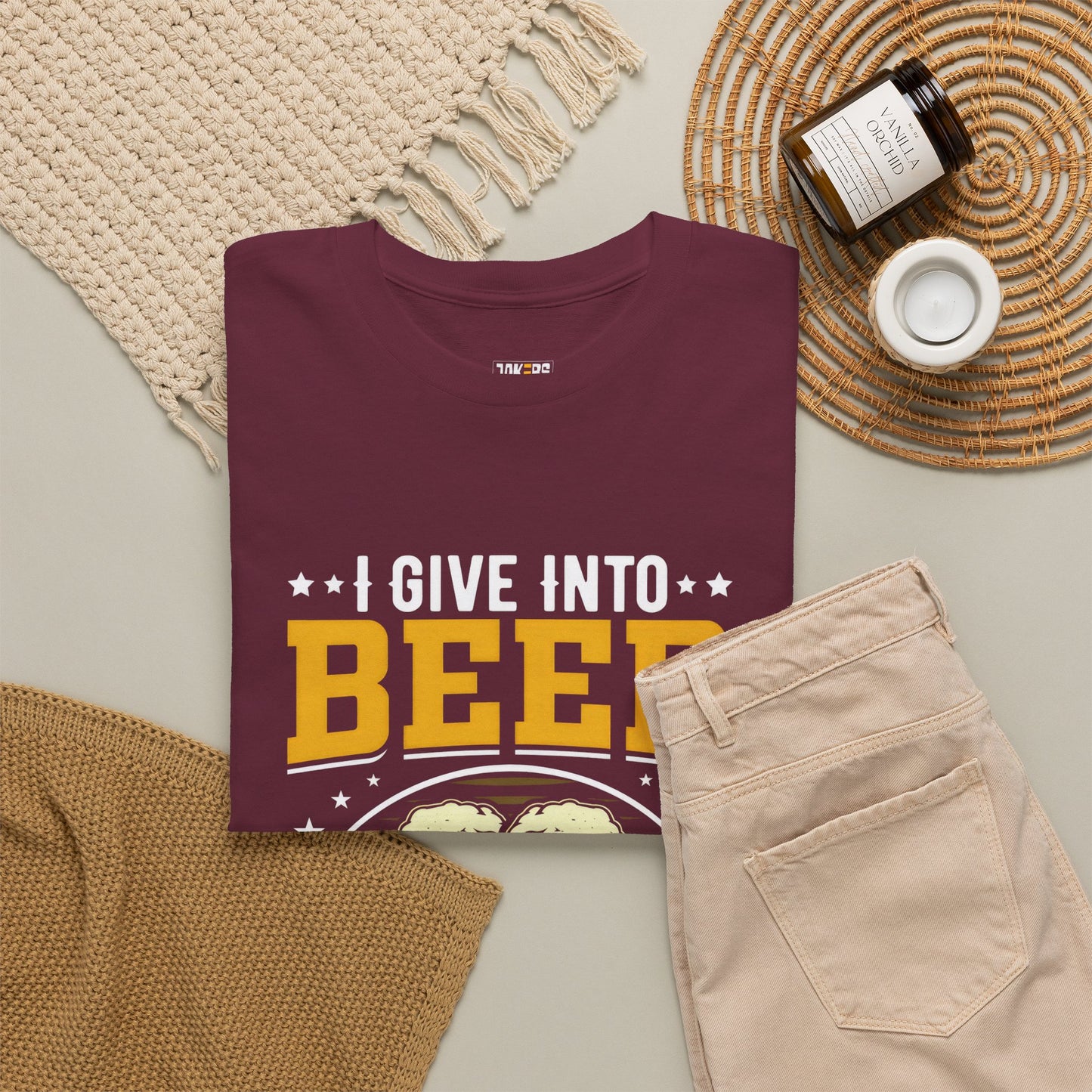 Funny Beer Slogan Tee, I Give Into Beer Pressure