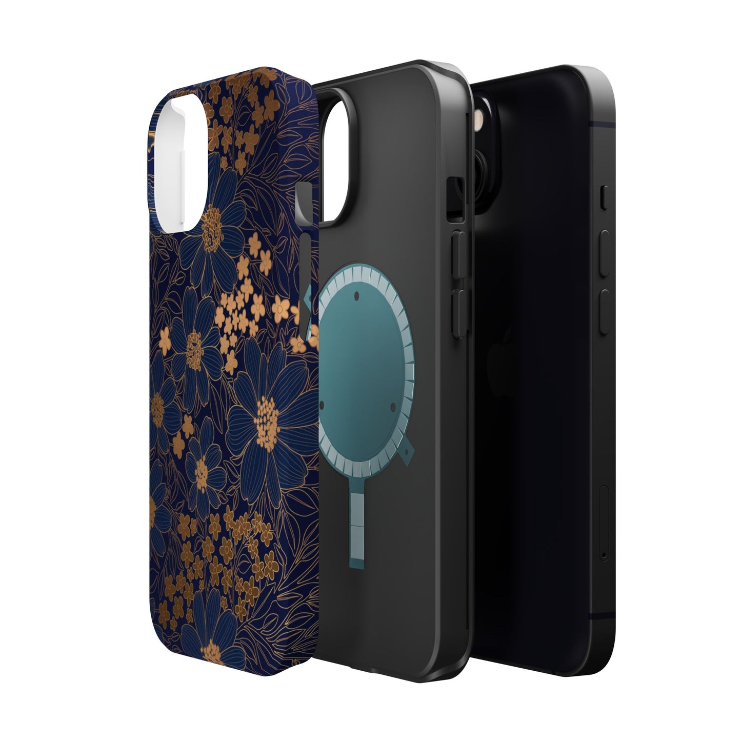 Luxury Serial Magnetic Phone Case, Golden Floral