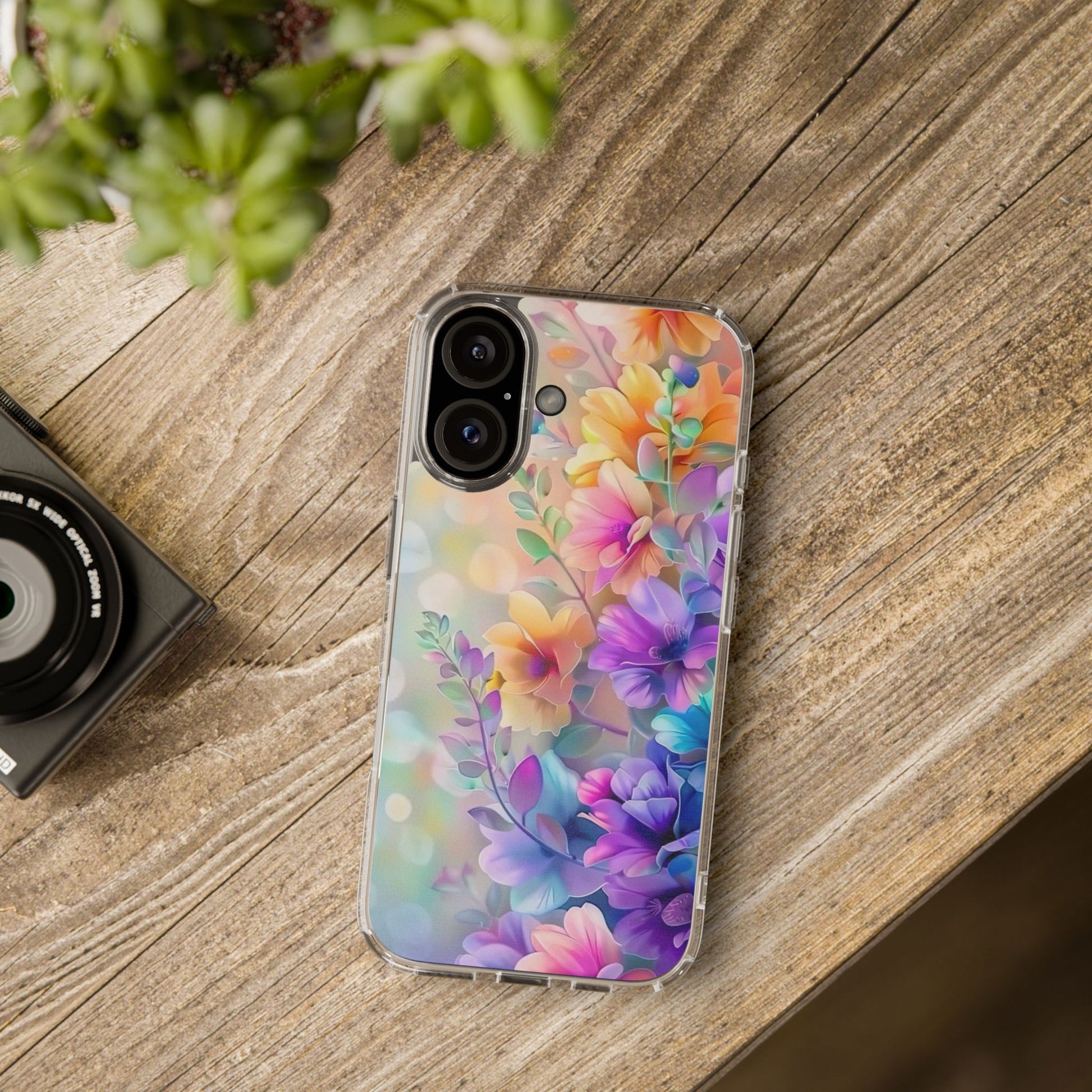 Floral Clear Phone Case -  Colorful Spring Design
