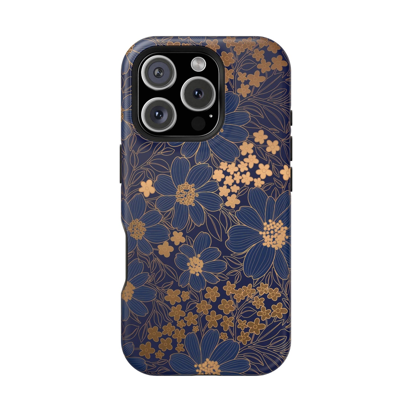Luxury Serial Magnetic Phone Case, Golden Floral