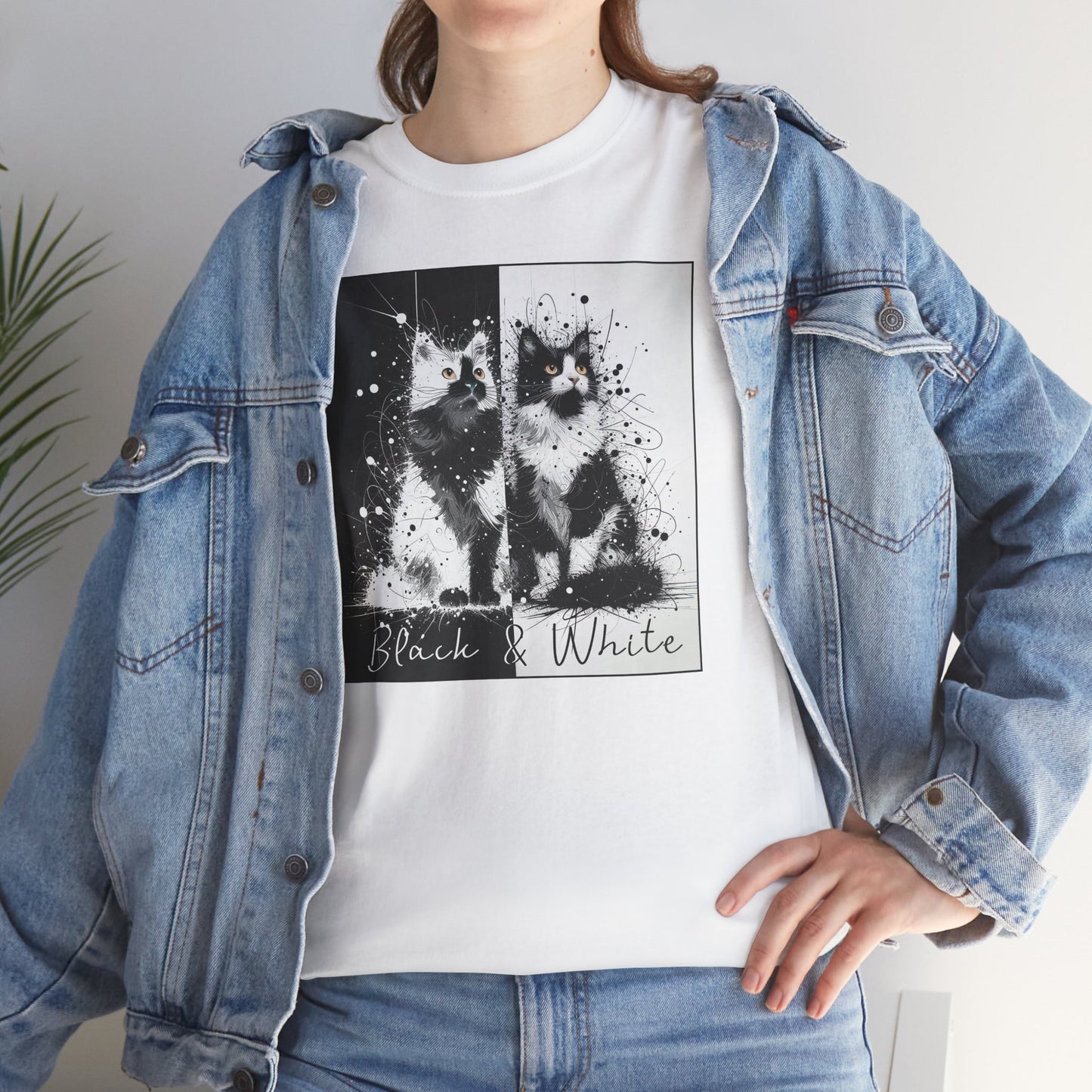 Black & White Cats Unisex Heavy Cotton Tee