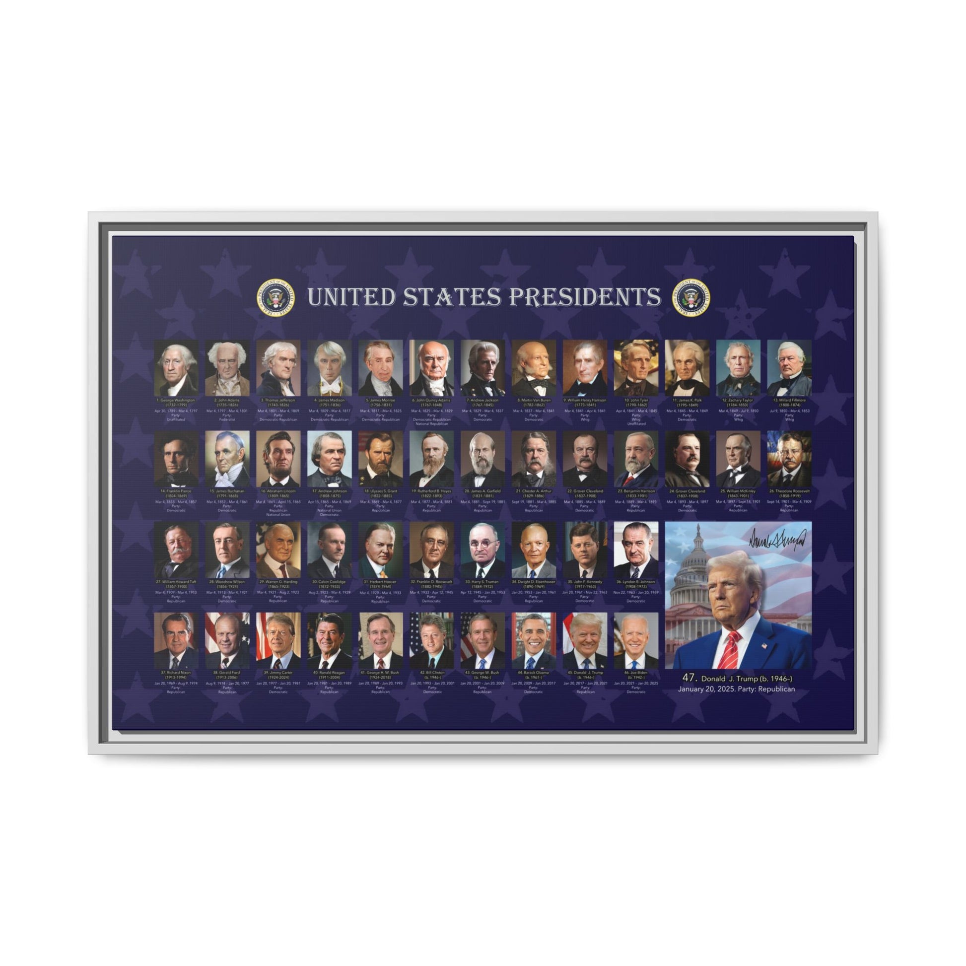 Presidential Portraits Canvas Art Print / Framed