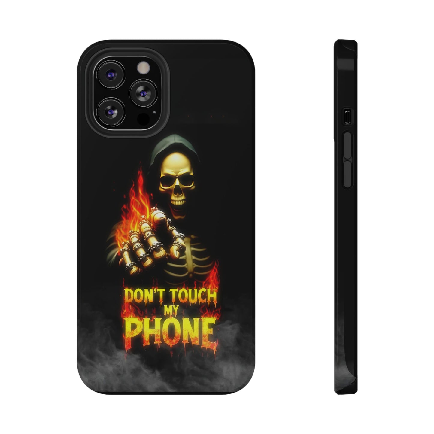 Skull Design Impact-Resistant iPhone Case, Don't Touch My Phone