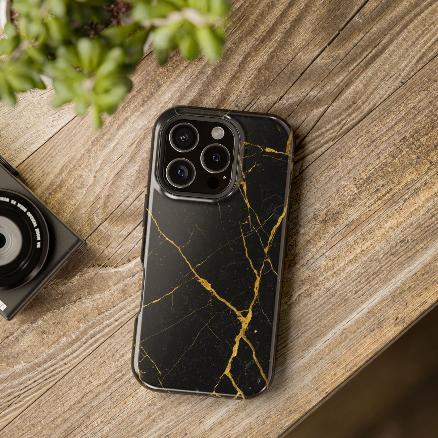 Luxury Black Marble Impact-Resistant iPhone