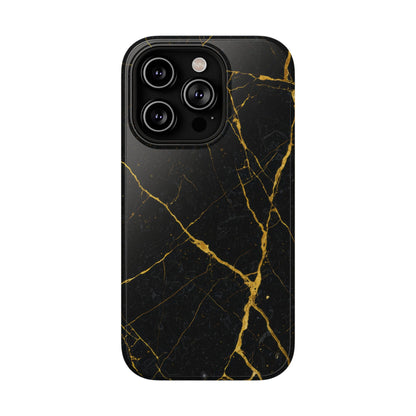 Black Marble with Gold Veins Impact-Resistant iPhone