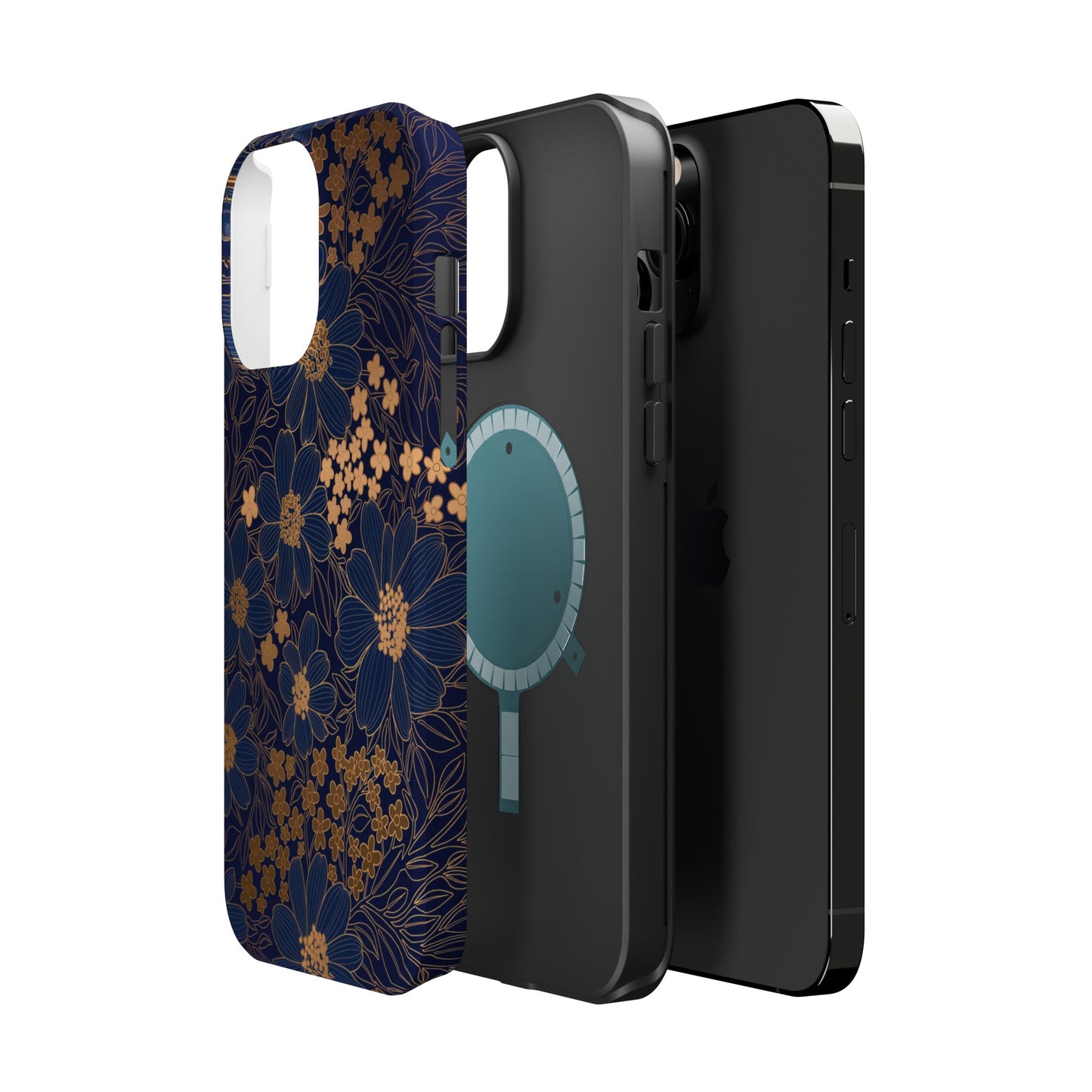 Luxury Serial Magnetic Phone Case, Golden Floral
