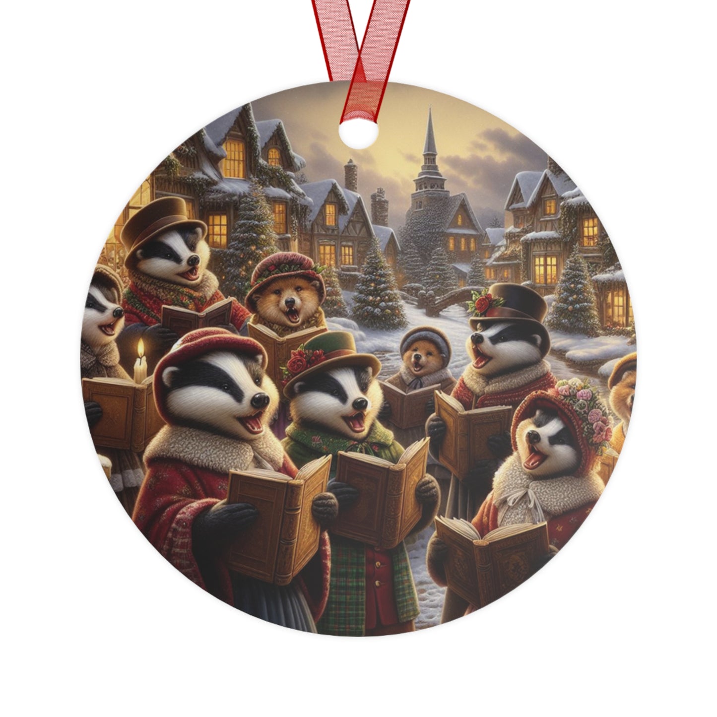 Victorian Badger Carols Metal Ornaments, 2-Side Print