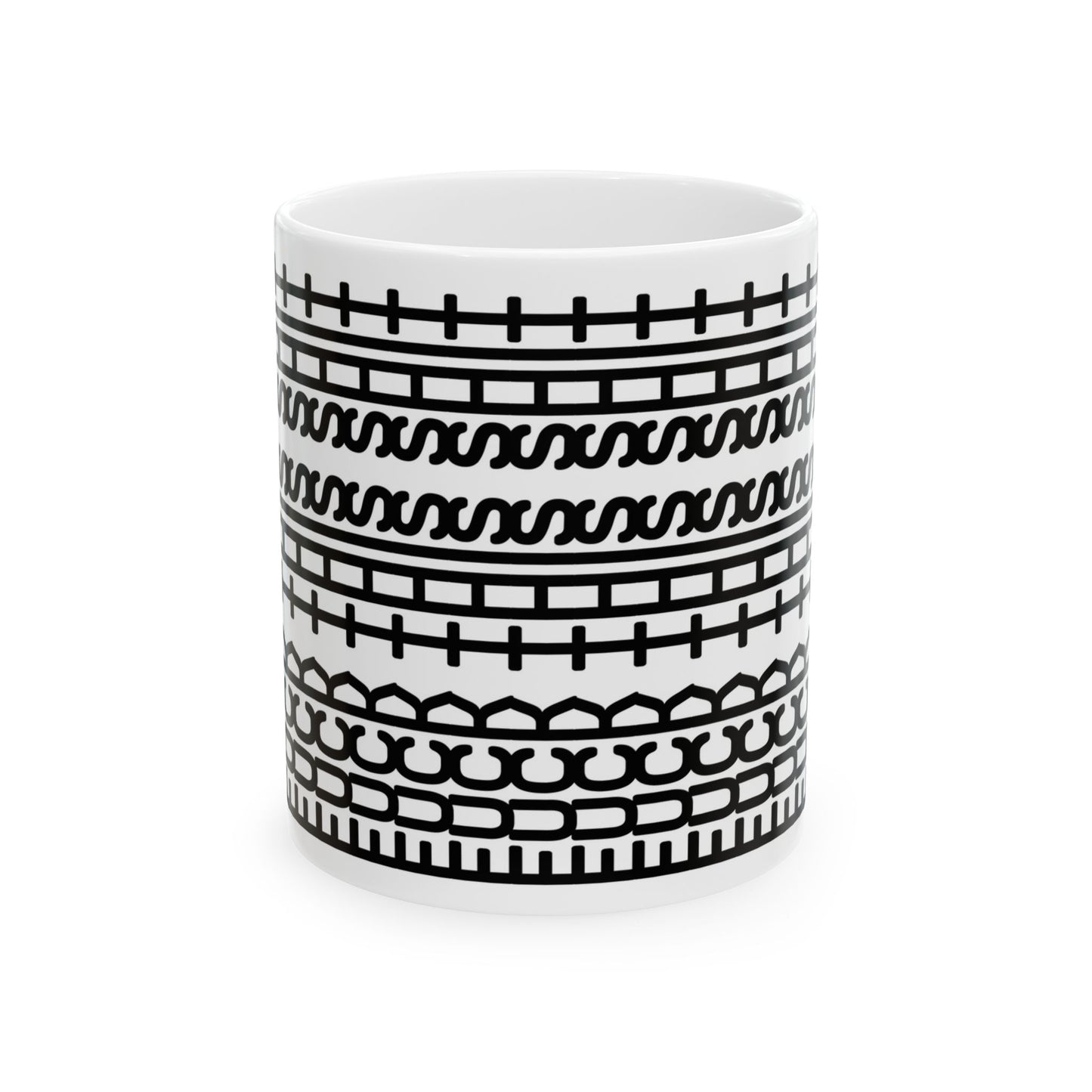 Funny Black Tribal Pattern Mug - Turn Right Cup with Hidden Message - Ceramic Coffee Mug 11oz & 15oz - Unique Gift Idea