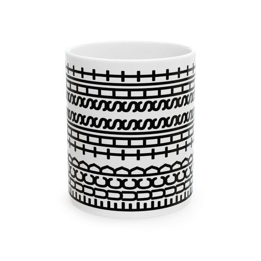 Funny Black Tribal Pattern Mug - Turn Right Cup with Hidden Message - Ceramic Coffee Mug 11oz & 15oz - Unique Gift Idea