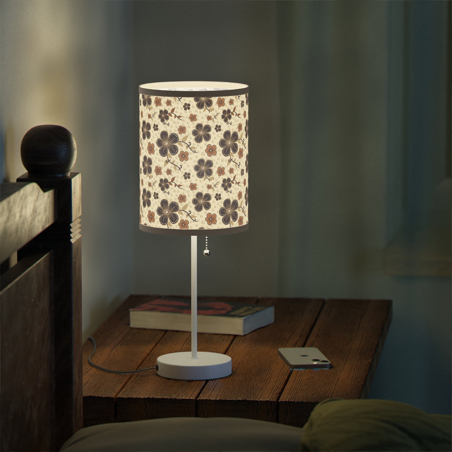 Timeless Elegance: Minimal Floral  Lamp on a Stand, US|CA plug / White