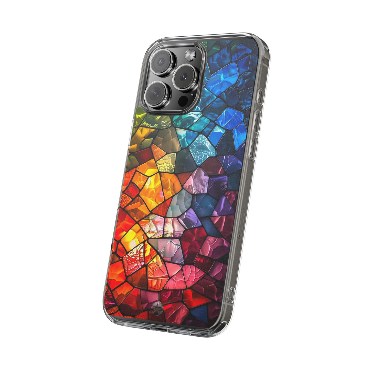 Vibrant Clear Phone Case, Colorful Stained Glass Design