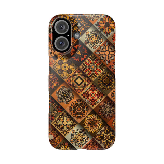 Aztec Geometric Slim Case, Boho Orange