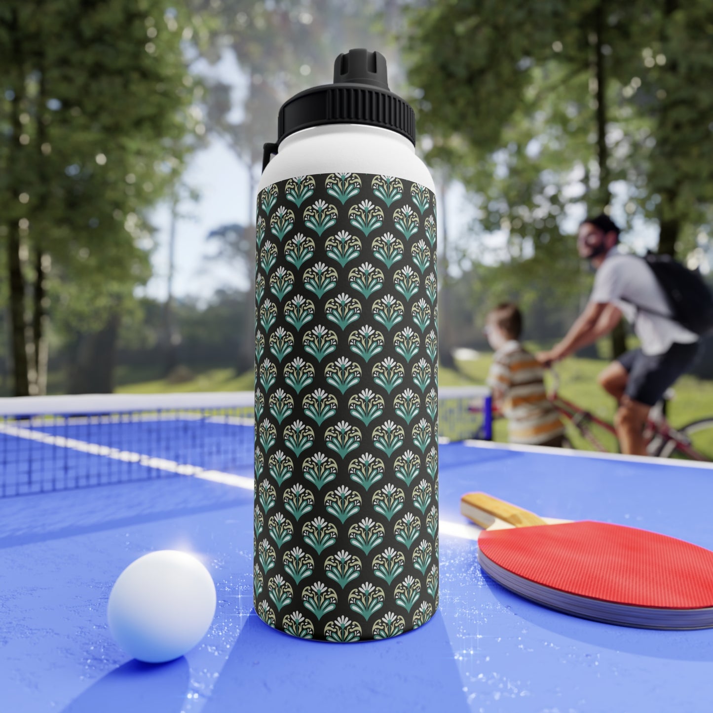 Classic Charm Stainless Steel Water Bottle, Sports Lid