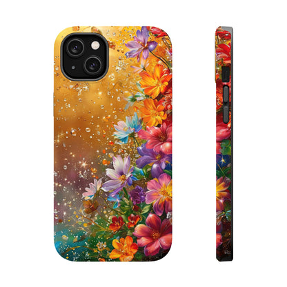 Vibrant Floral Magnetic Phone Case, Artistic Phone Cover