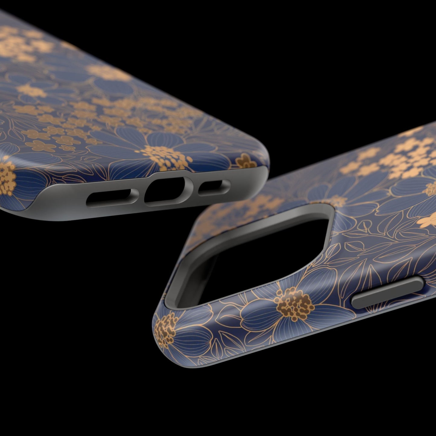 Luxury Serial Magnetic Phone Case, Golden Floral