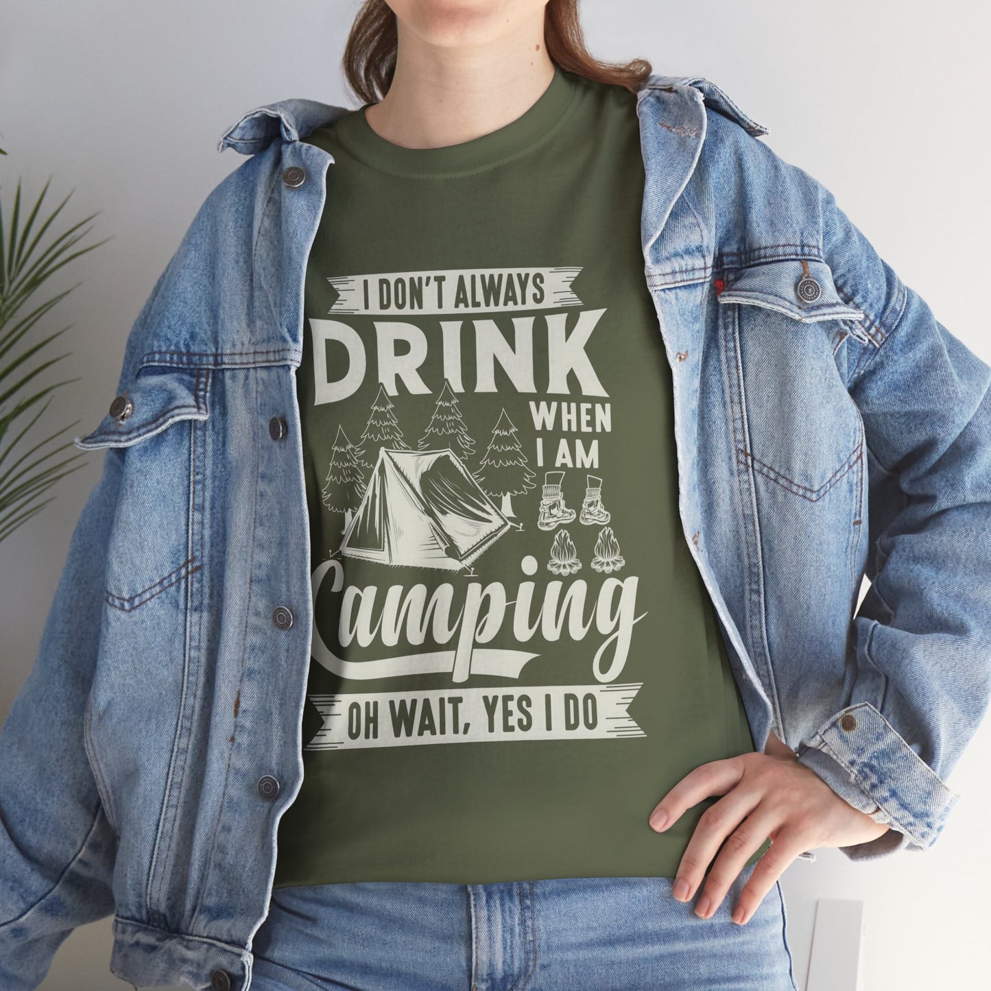 Camping Drinking Unisex Heavy Cotton Tee - Perfect Gift for Outdoor Enthusiasts