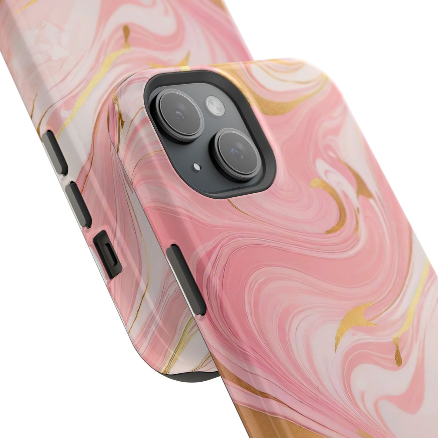 Stylish Magnetic Phone Case, Pink Marble Protective Cover