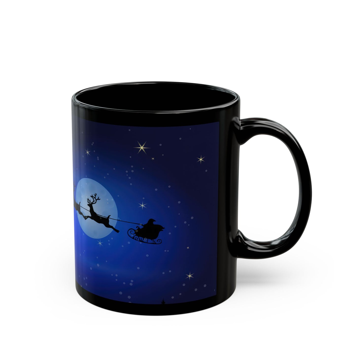 Moonlit Flight: Santa's Magical Slide Black Mug - 11oz, 15oz