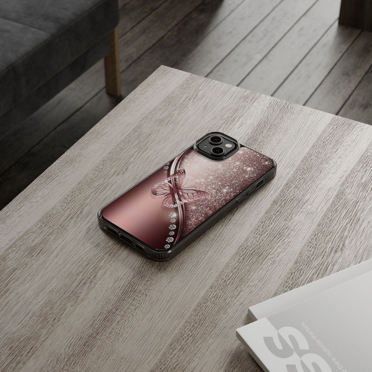 Elegant Butterfly Clear Case, Stylish Transparent Protective Cover for Women