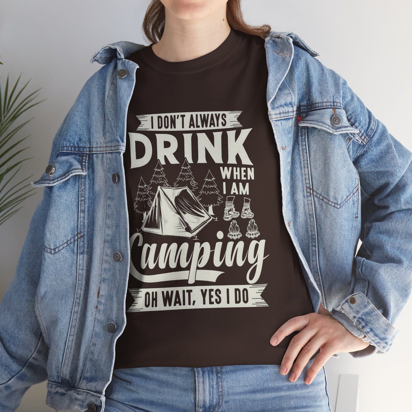 Camping Drinking Unisex Heavy Cotton Tee - Perfect Gift for Outdoor Enthusiasts