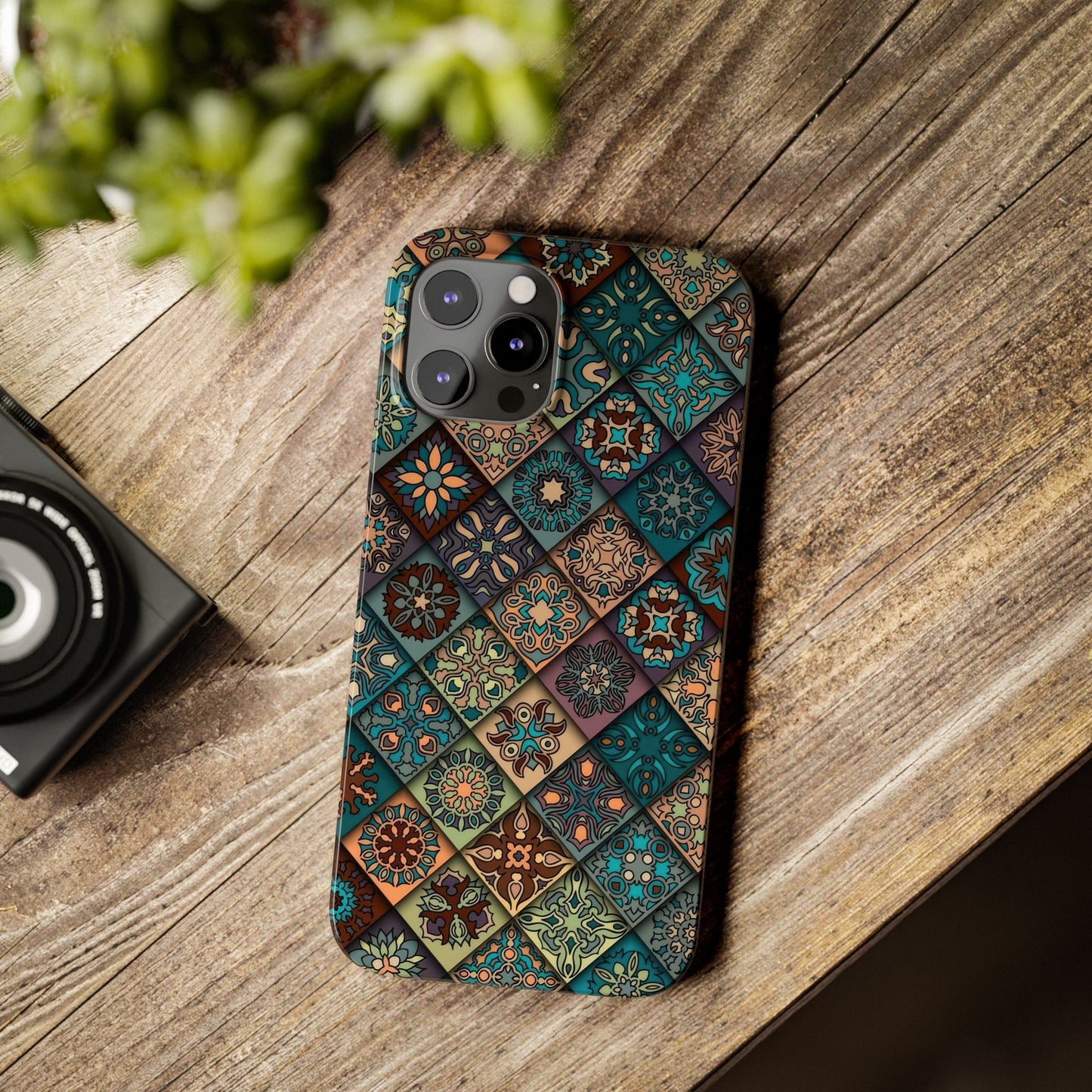 Aztec Geometric Slim Cases, Boho Blue