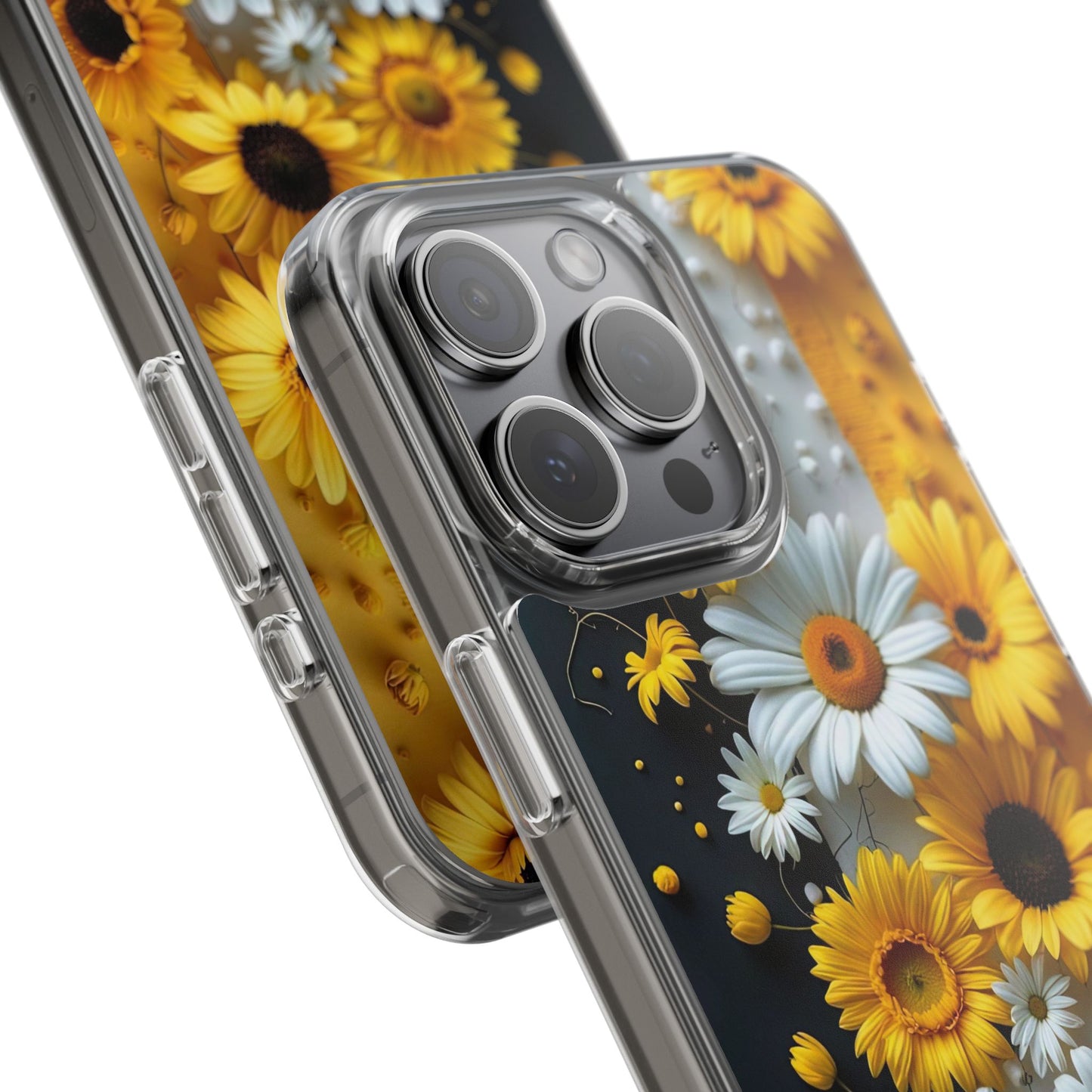 Clear Floral Phone Case - Yellow and White Daisy Pattern Colorful Spring Accessory