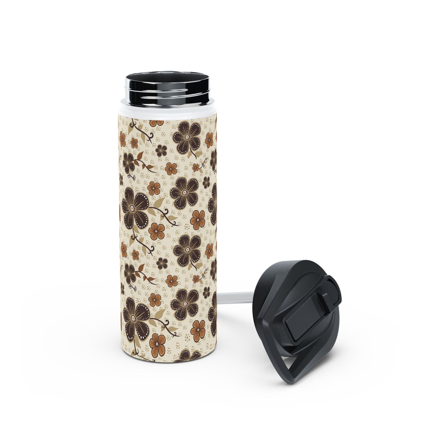 Timeless Elegance Stainless Steel Water Bottle, Standard Lid / Beige