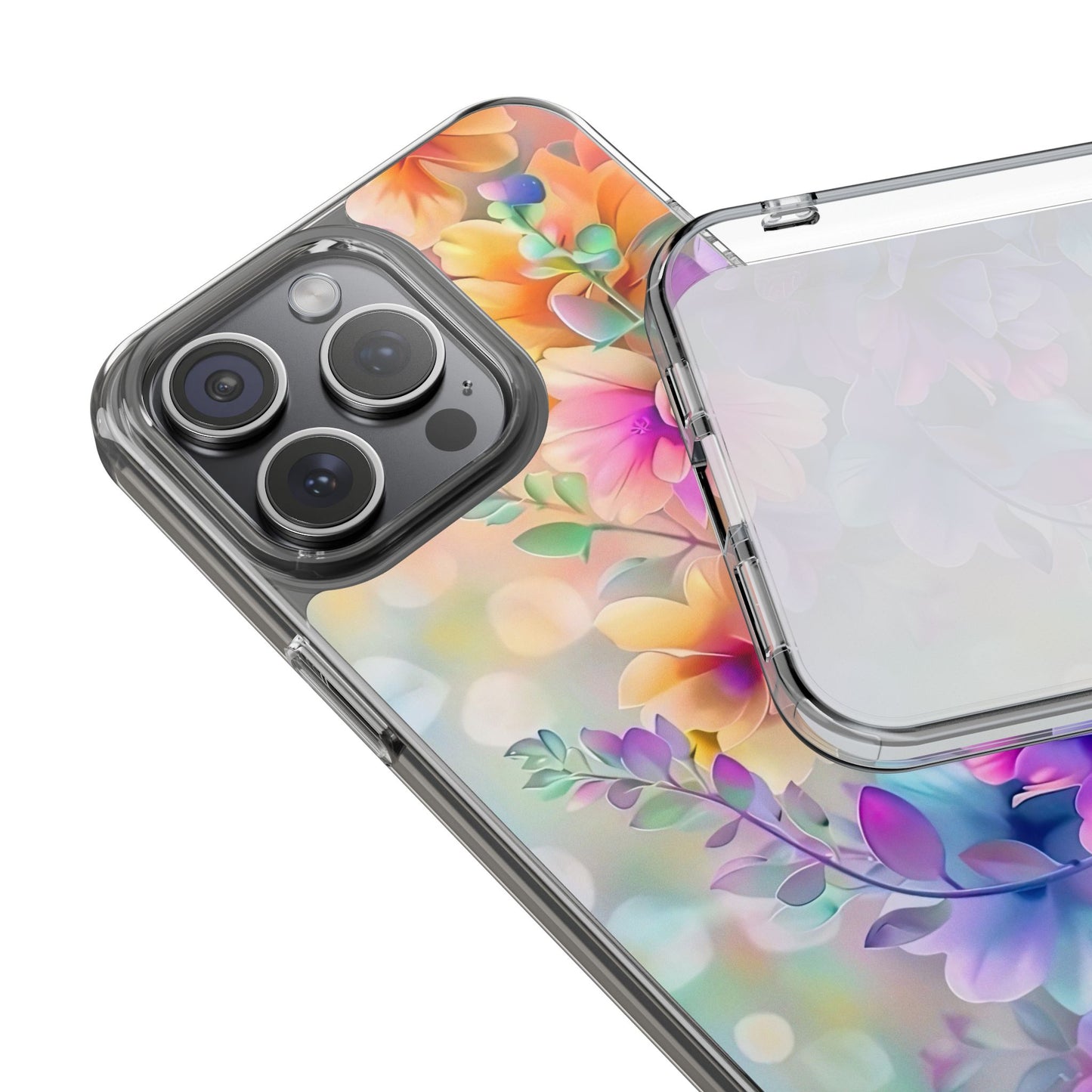 Floral Clear Phone Case -  Colorful Spring Design