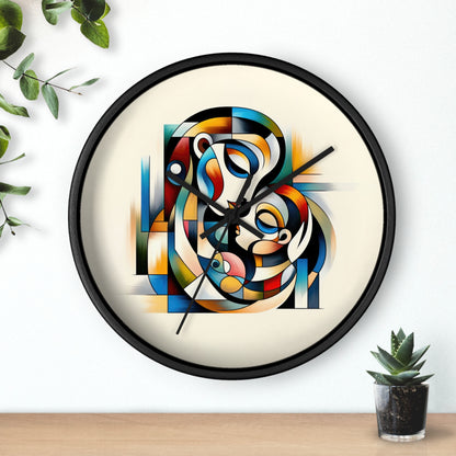 Abstract Art Wall Clock 10" – Mother with Child Design, Modern Home Decor