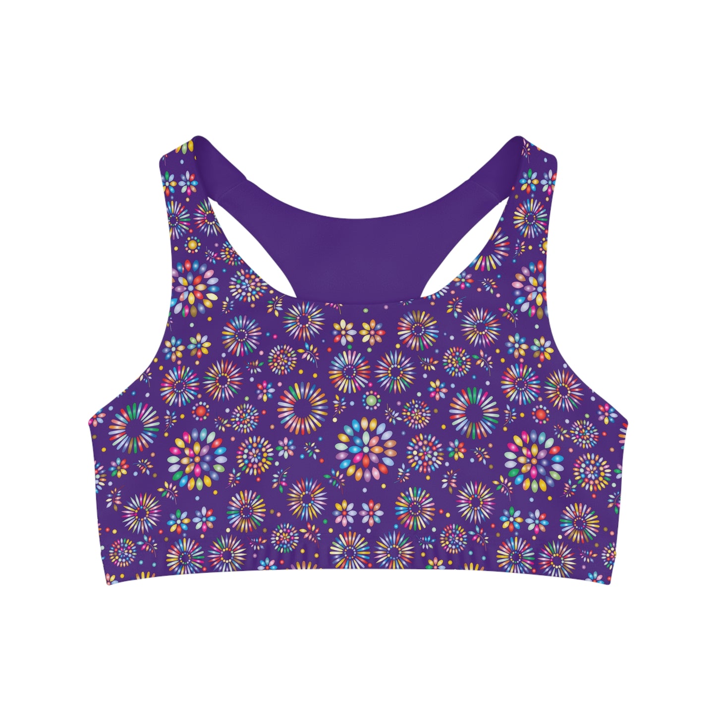 Vibrant Vibes Seamless Sports Bra (AOP) / Purple