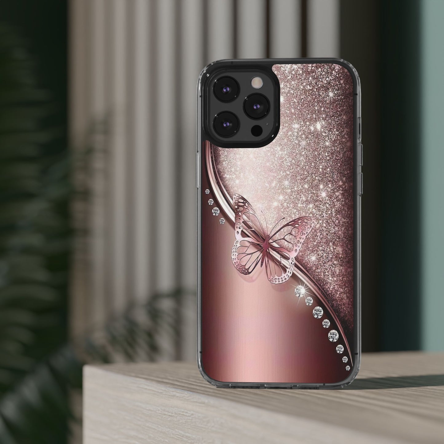 Elegant Butterfly Clear Case, Stylish Transparent Protective Cover for Women