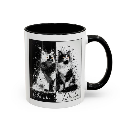 Black & White Cats Accent Coffee Mug (11, 15oz)