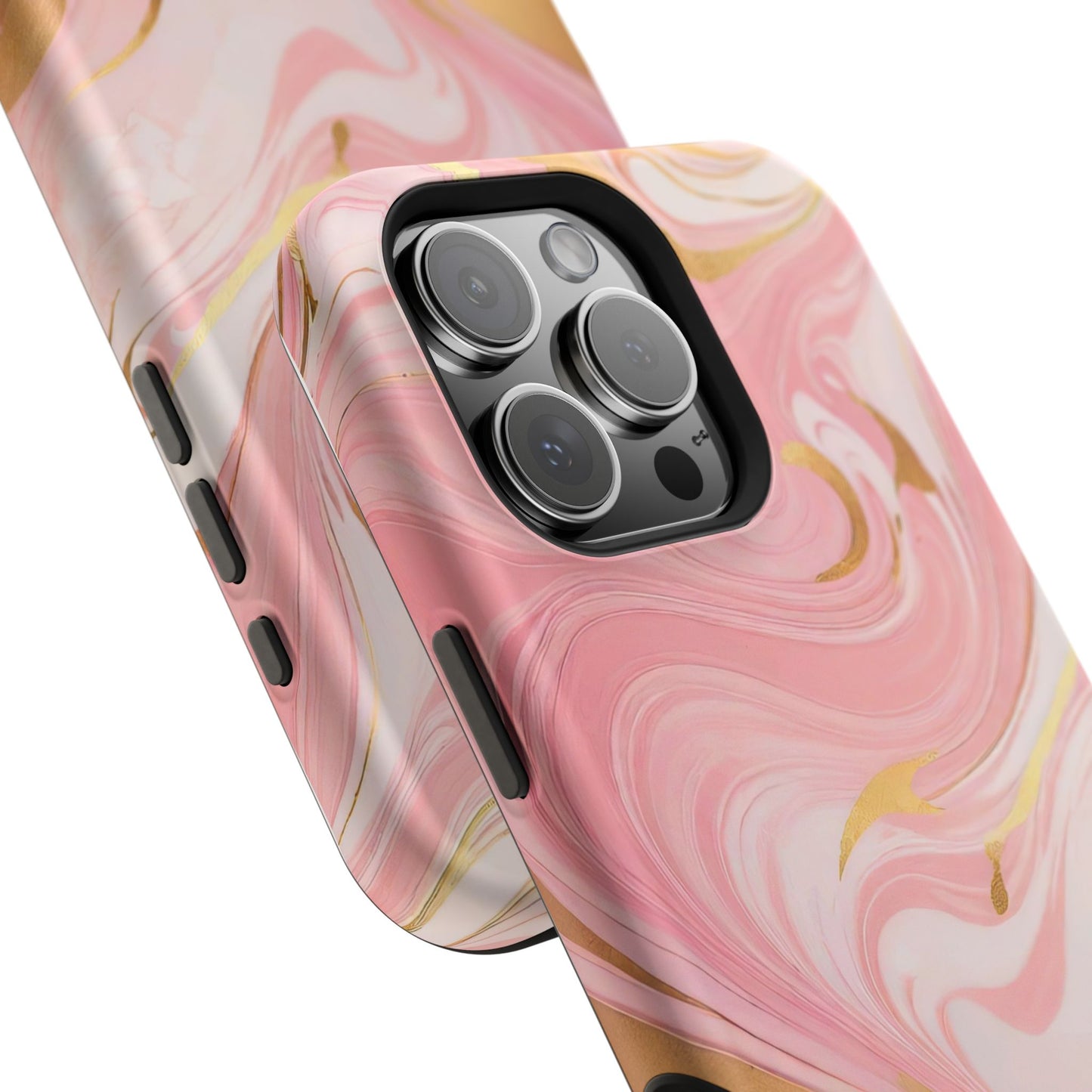 Stylish Magnetic Phone Case, Pink Marble Protective Cover