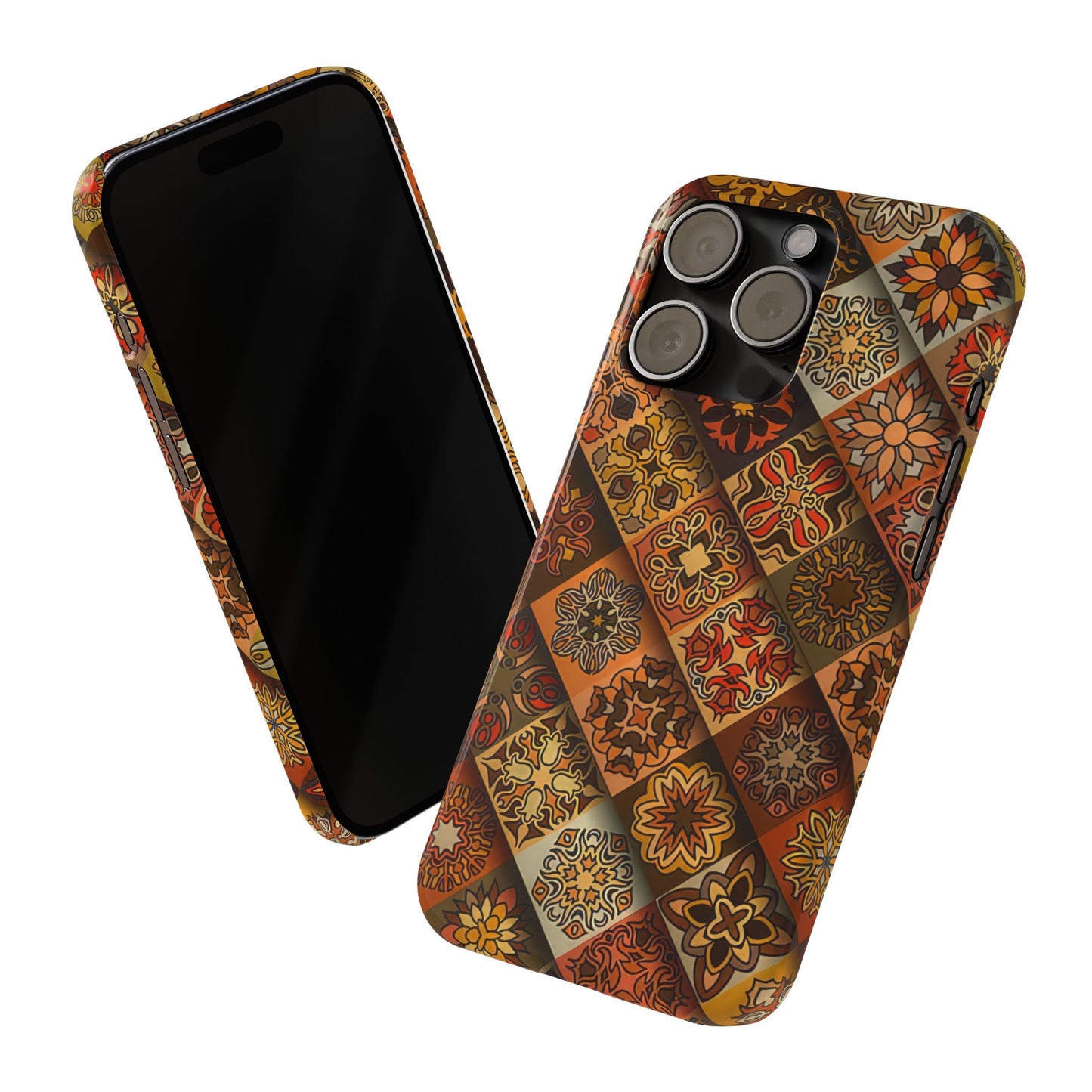 Aztec Geometric Slim Case, Boho Orange