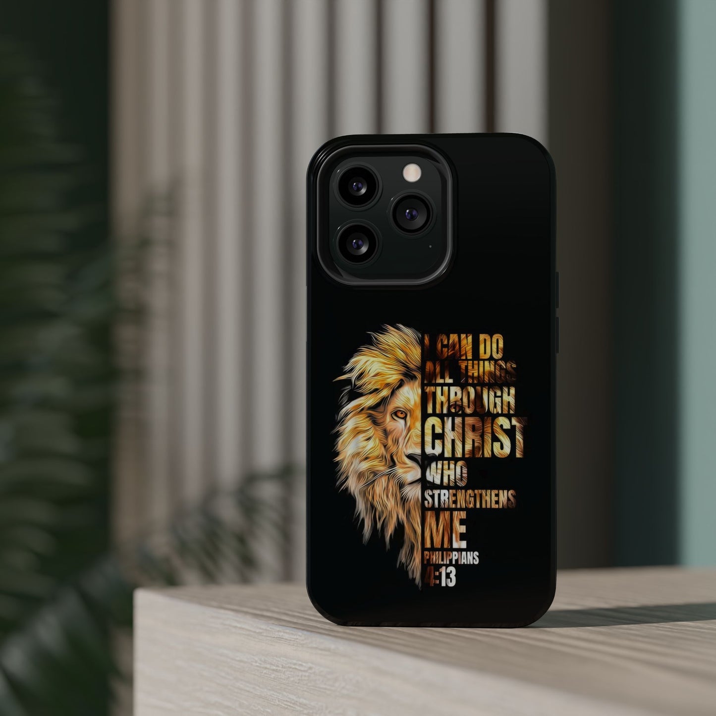 Inspirational Lion Magnetic iPhone Case, Strength & Faith, Christian Accessories
