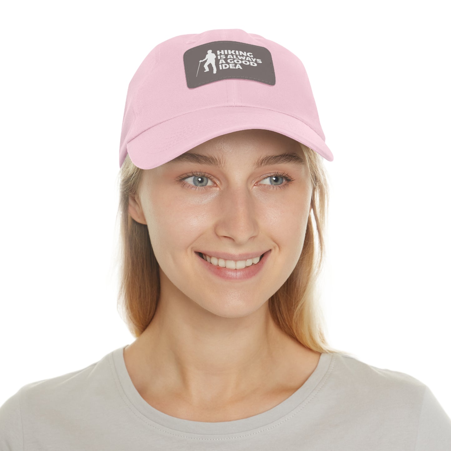 Hiking Is Always A Good Idea Dad Hat with Leather Patch (Rectangle)