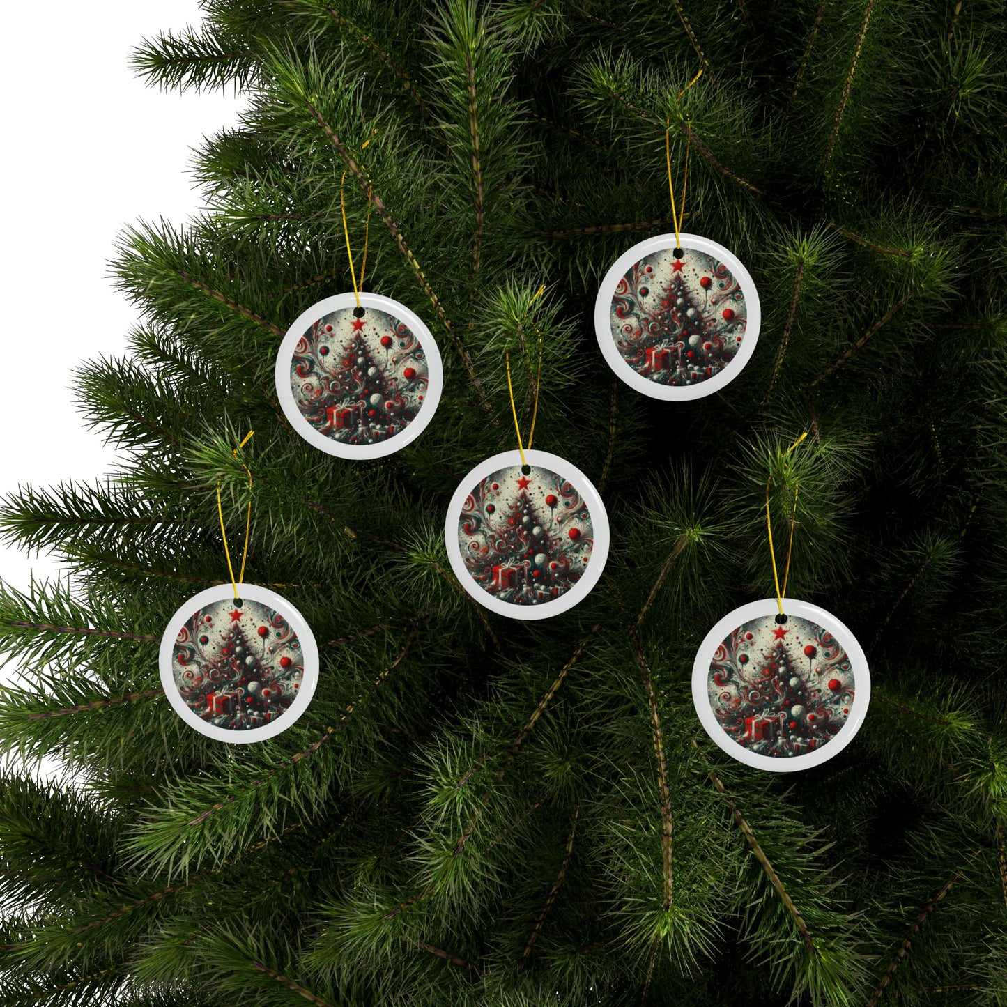 Jingle Jumble Ceramic Ornaments, 2-Side Print, (1pc, 3pcs, 5pcs, 10pcs)