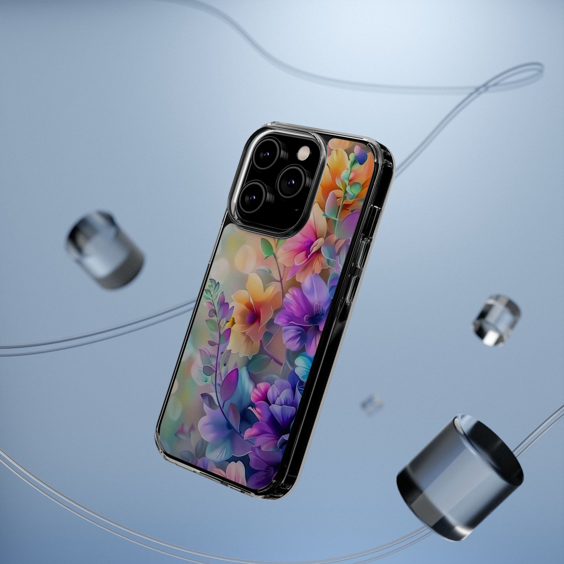 Floral Clear Phone Case -  Colorful Spring Design