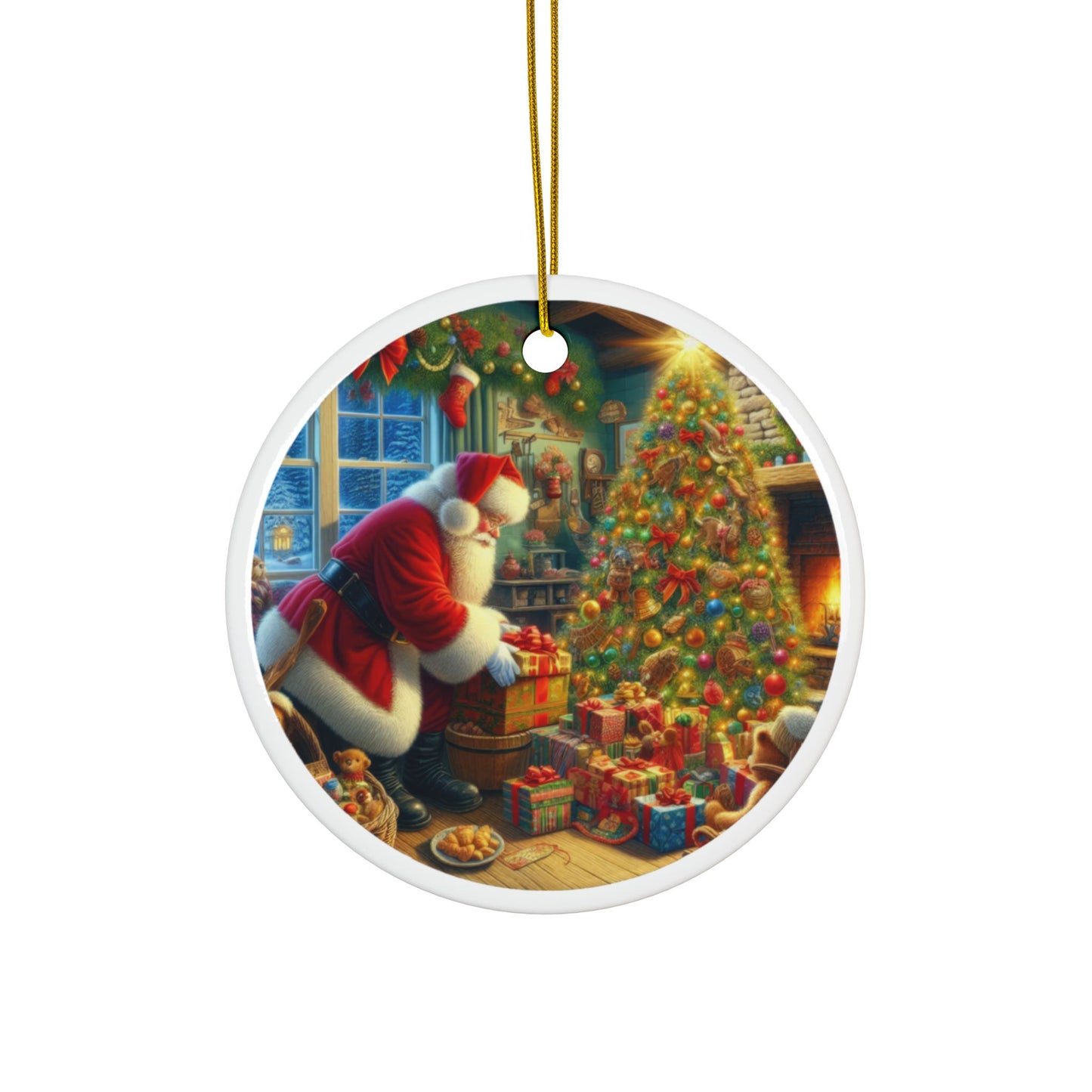 Gifts of Joy: Santa’s Special Delivery Christmas Ceramic Ornaments, 2-Side Print, (1pc, 3pcs, 5pcs, 10pcs)