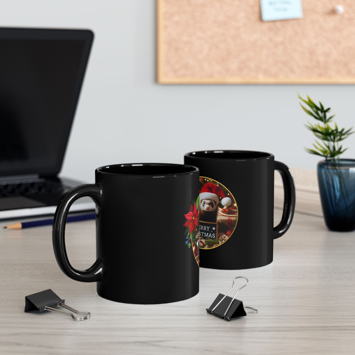 Santa's Little Ferret Black Mug - 11oz, 15oz