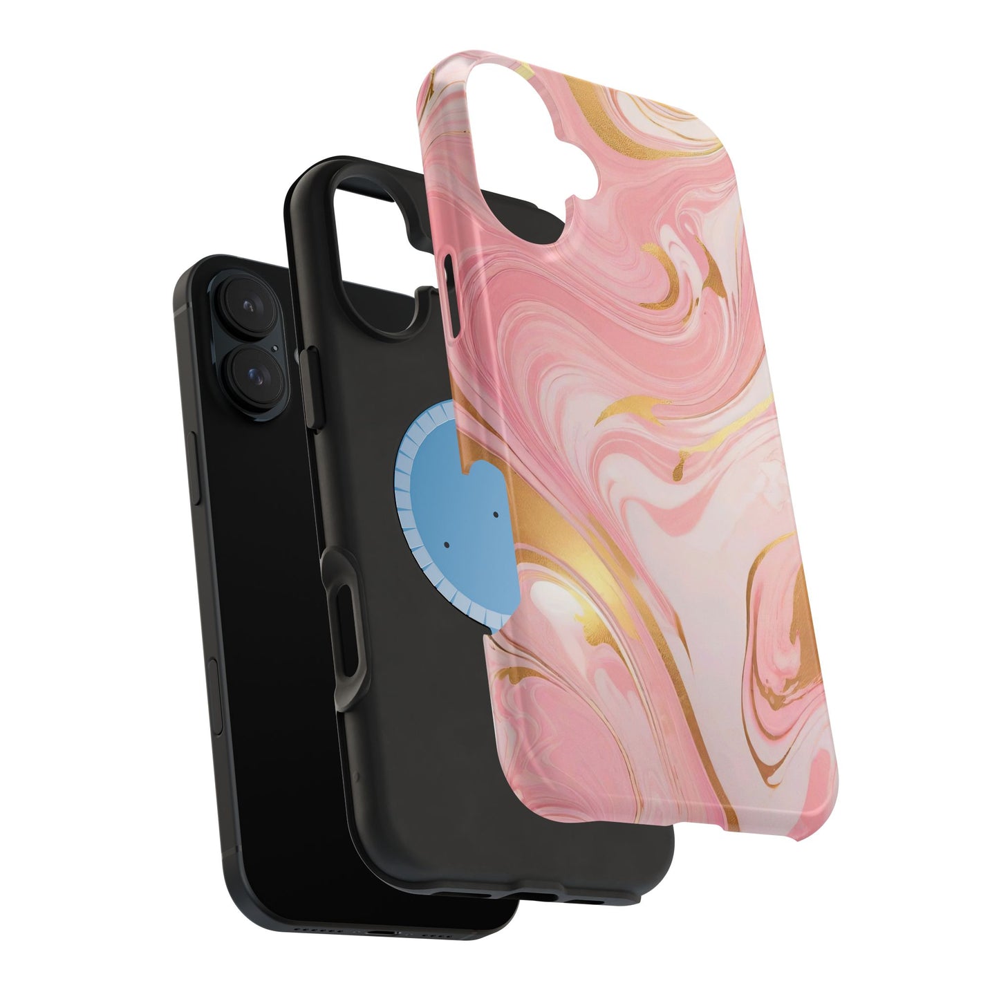 Stylish Magnetic Phone Case, Pink Marble Protective Cover