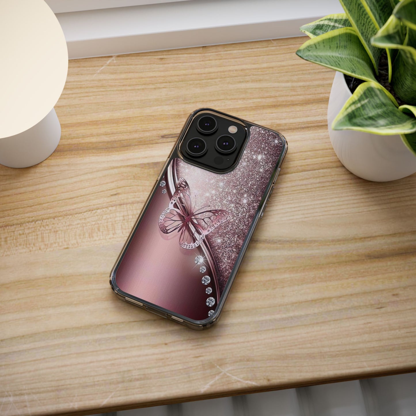 Elegant Butterfly Clear Case, Stylish Transparent Protective Cover for Women