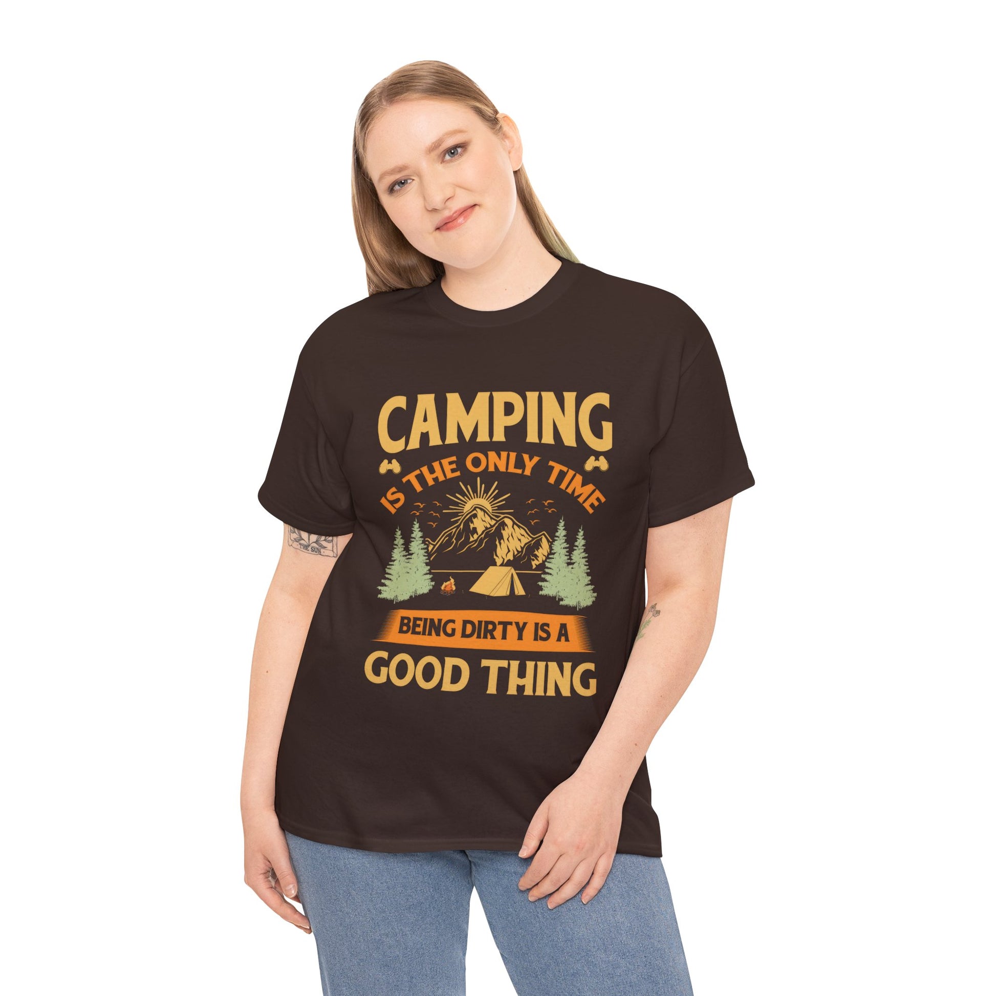 Camping Vibes Unisex Heavy Cotton Tee - "Being Dirty is a Good Thing"