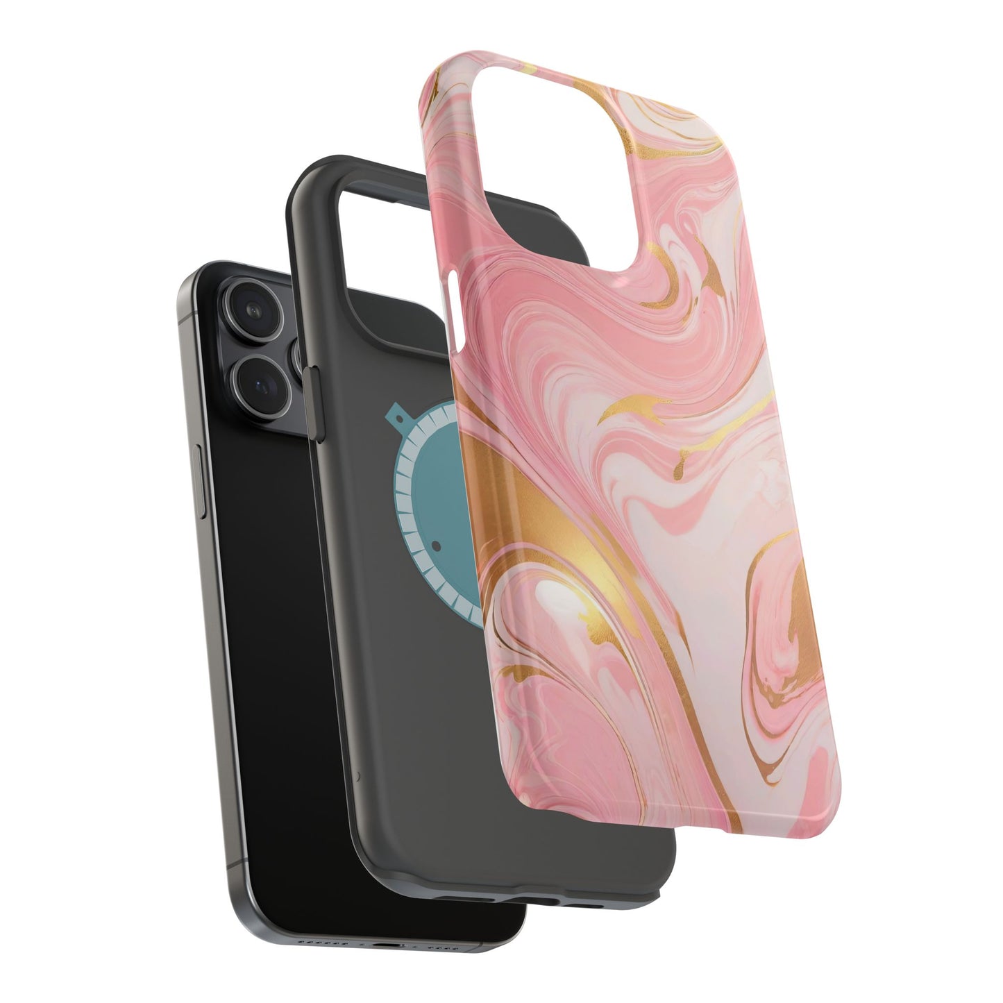 Stylish Magnetic Phone Case, Pink Marble Protective Cover